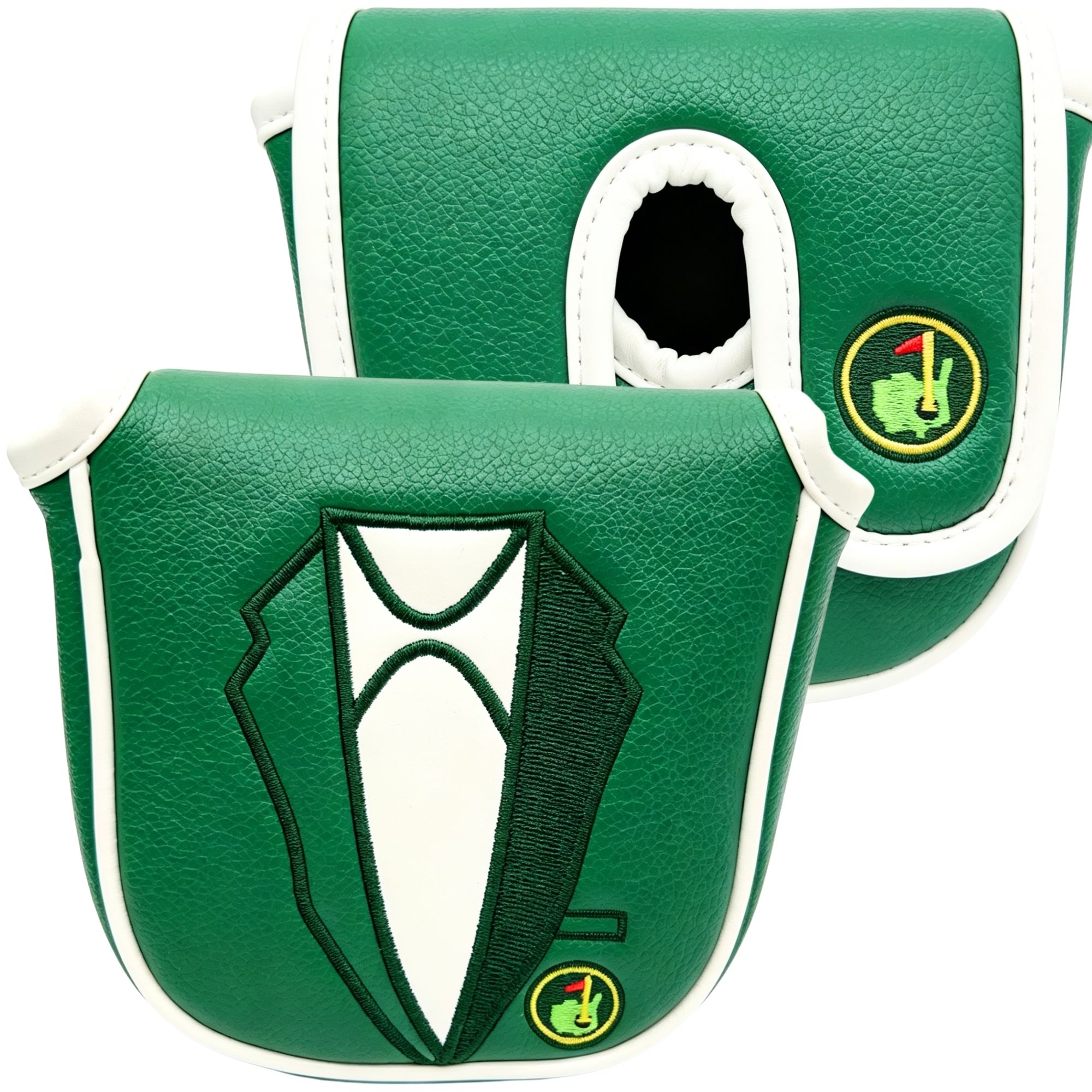 Badminton Club - DF3用プレミアムパターカバー、グリーンジャケット柄のゴルフクラブプロテクターパターヘッドカバー、お父さんへの面白いゴルフアクセサリー