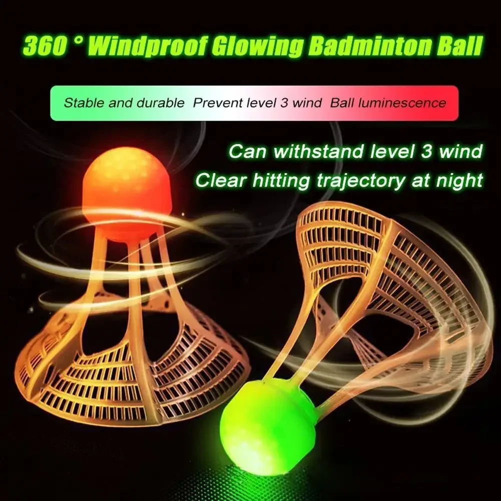 Badminton Shuttlecock - 1/5個入り光るバドミントンシャトルコック、夜間用ライトアップバドミントン、耐風性のある屋外練習用暗闇で光るシャトル