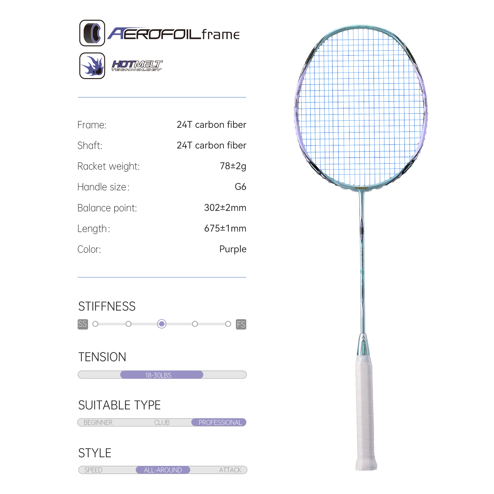 カワサキ-カバーケース付きプロフェッショナル超軽量バドミント - Badminton Event のレビューと価格